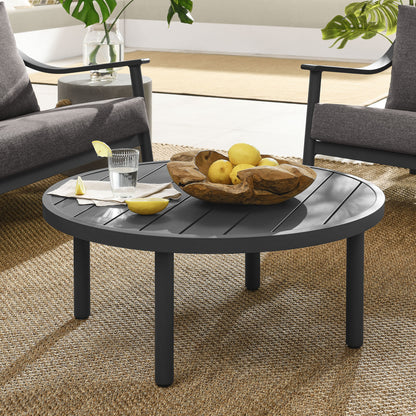 Terrace 35" Outdoor Patio Aluminum Round Coffee Table by Furniture For America
