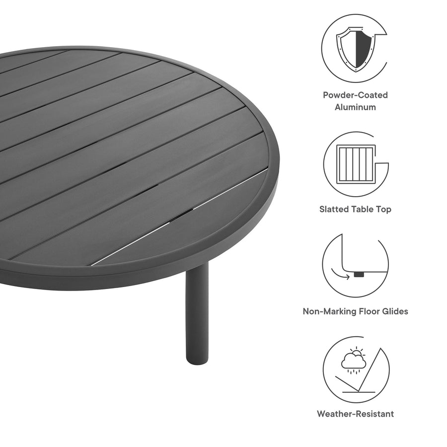 Umber 35" Outdoor Patio Aluminum Round Coffee Table in Graphite