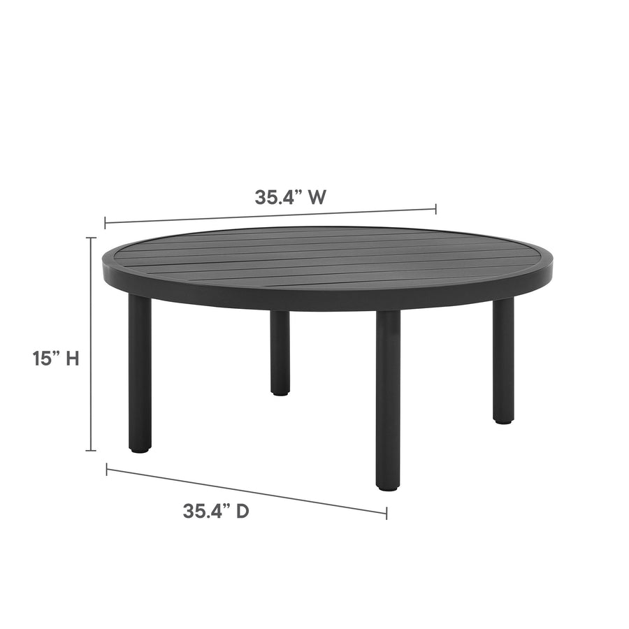 Umber 35" Outdoor Patio Aluminum Round Coffee Table in Graphite