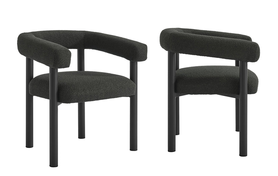 Atelier Outdoor Patio Aluminum Dining Armchairs Set of 2 in Charcoal Graphite