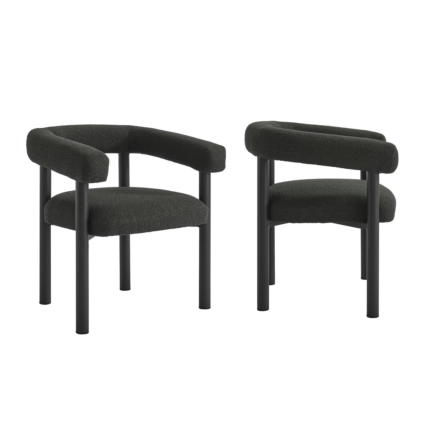 Atelier 5-Piece Round Outdoor Patio Aluminum Dining Table and Chairs Set in Charcoal Graphite