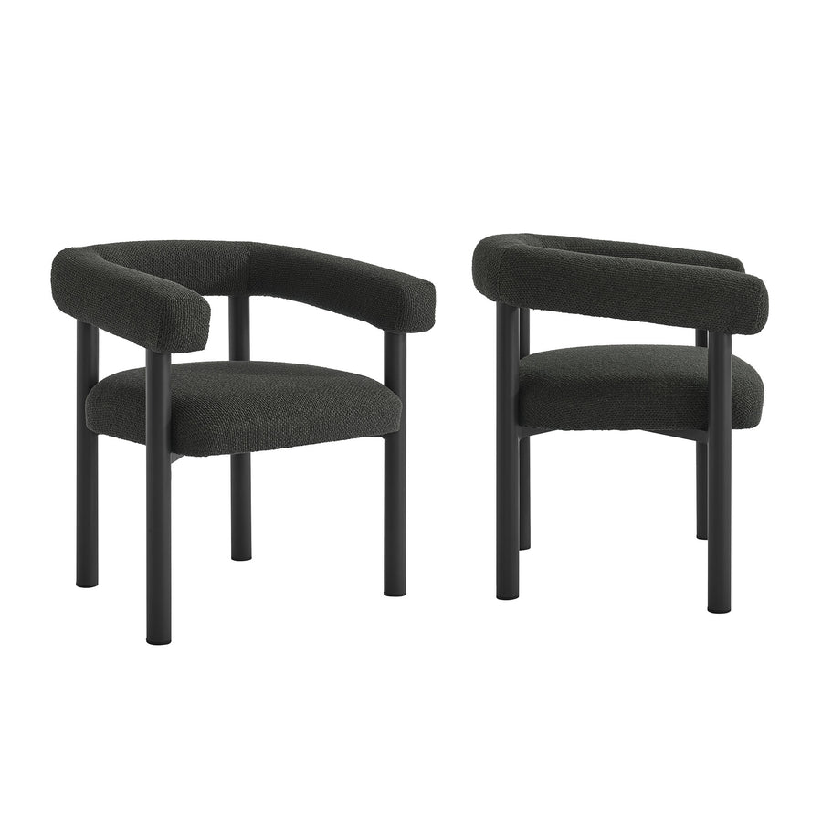 Atelier 5-Piece Round Outdoor Patio Aluminum Dining Table and Chairs Set in Charcoal Graphite