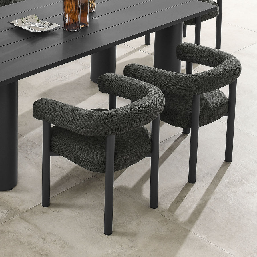 Atelier Outdoor Patio Aluminum Dining Armchairs Set of 2 in Charcoal Graphite