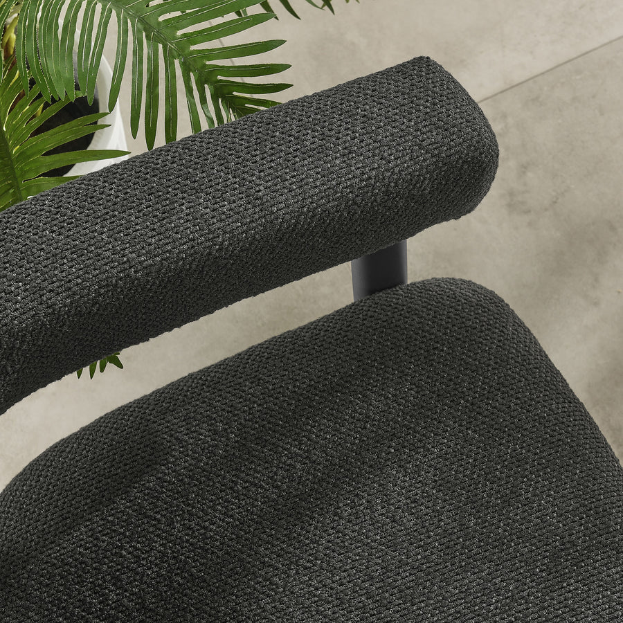 Atelier Outdoor Patio Aluminum Dining Armchairs Set of 2 in Charcoal Graphite