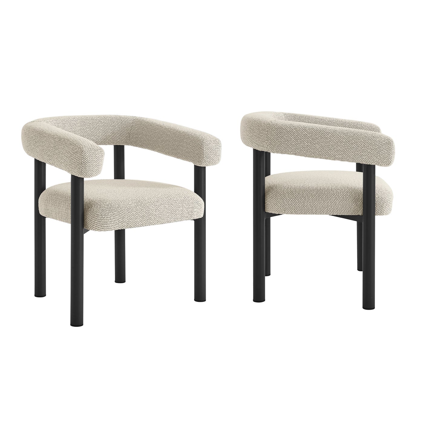 Atelier 5-Piece Round Outdoor Patio Aluminum Dining Table and Chairs Set in Ivory Graphite
