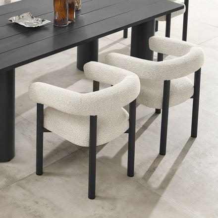 Nautica Outdoor Patio Aluminum Dining Armchairs Set of 2 in Ivory Graphite