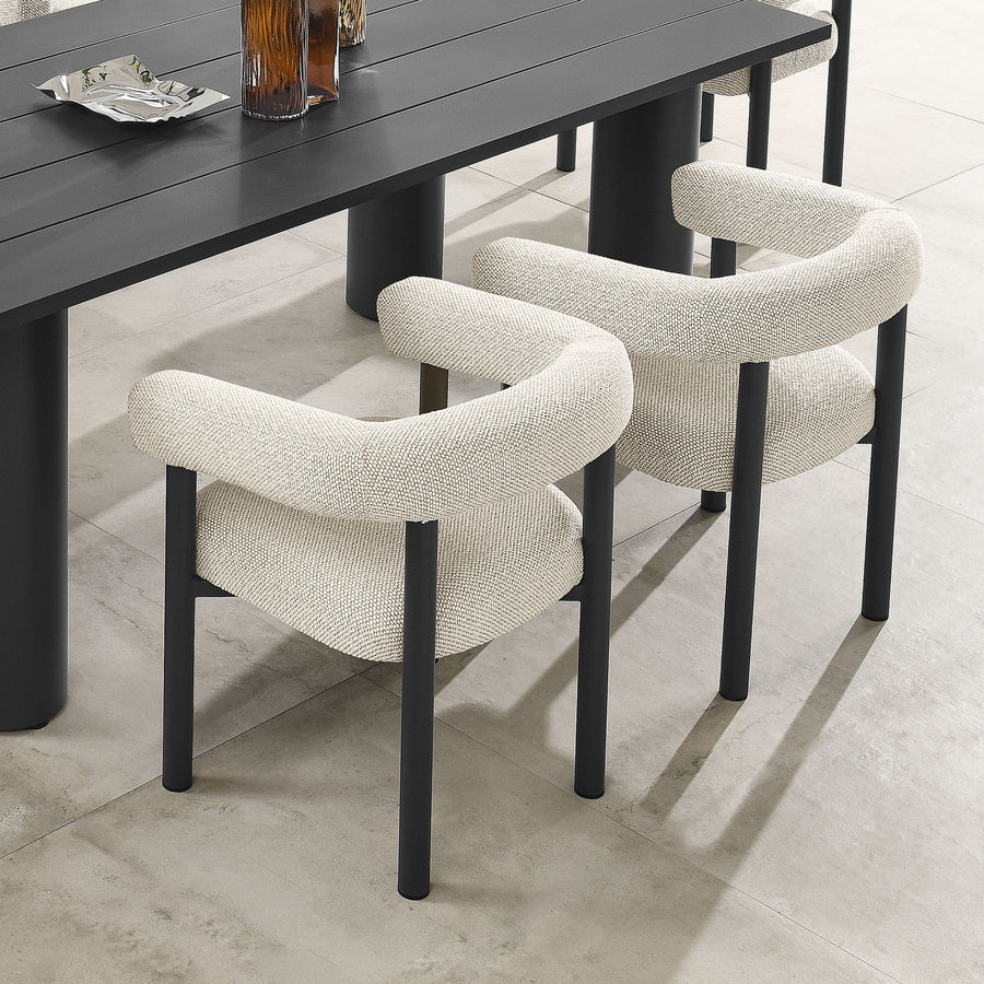 Atelier Outdoor Patio Aluminum Dining Armchairs Set of 2 in Ivory Graphite