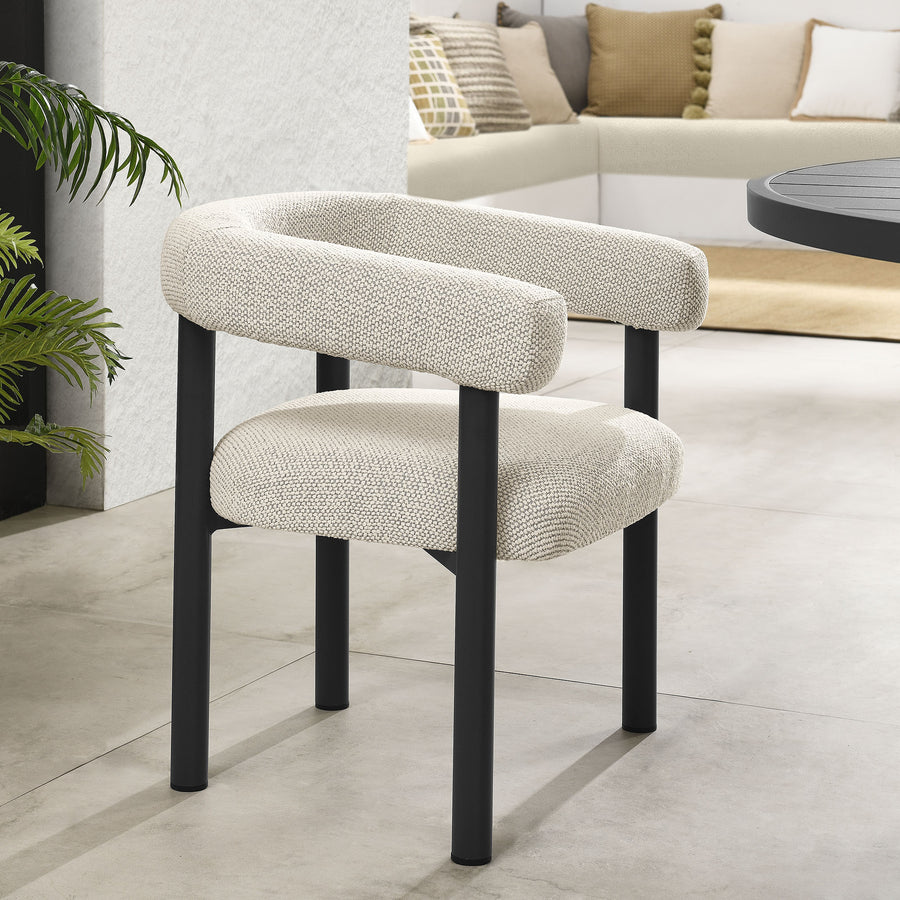 Atelier Outdoor Patio Aluminum Dining Armchairs Set of 2 in Ivory Graphite
