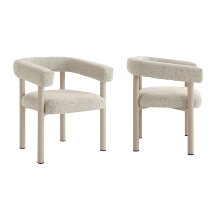 Nautica Outdoor Patio Aluminum Dining Armchairs Set of 2 in Ivory Taupe