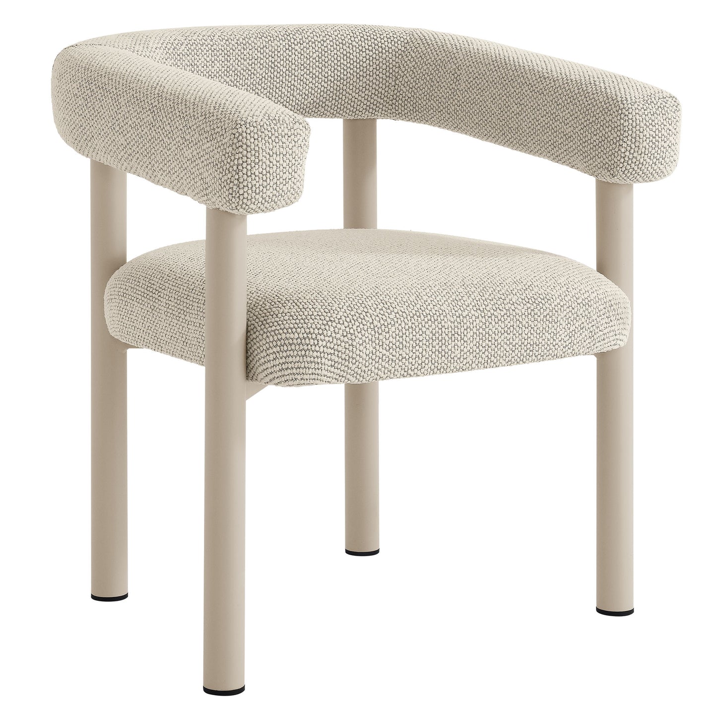 Atelier 5-Piece Round Outdoor Patio Aluminum Dining Table and Chairs Set in Ivory Taupe
