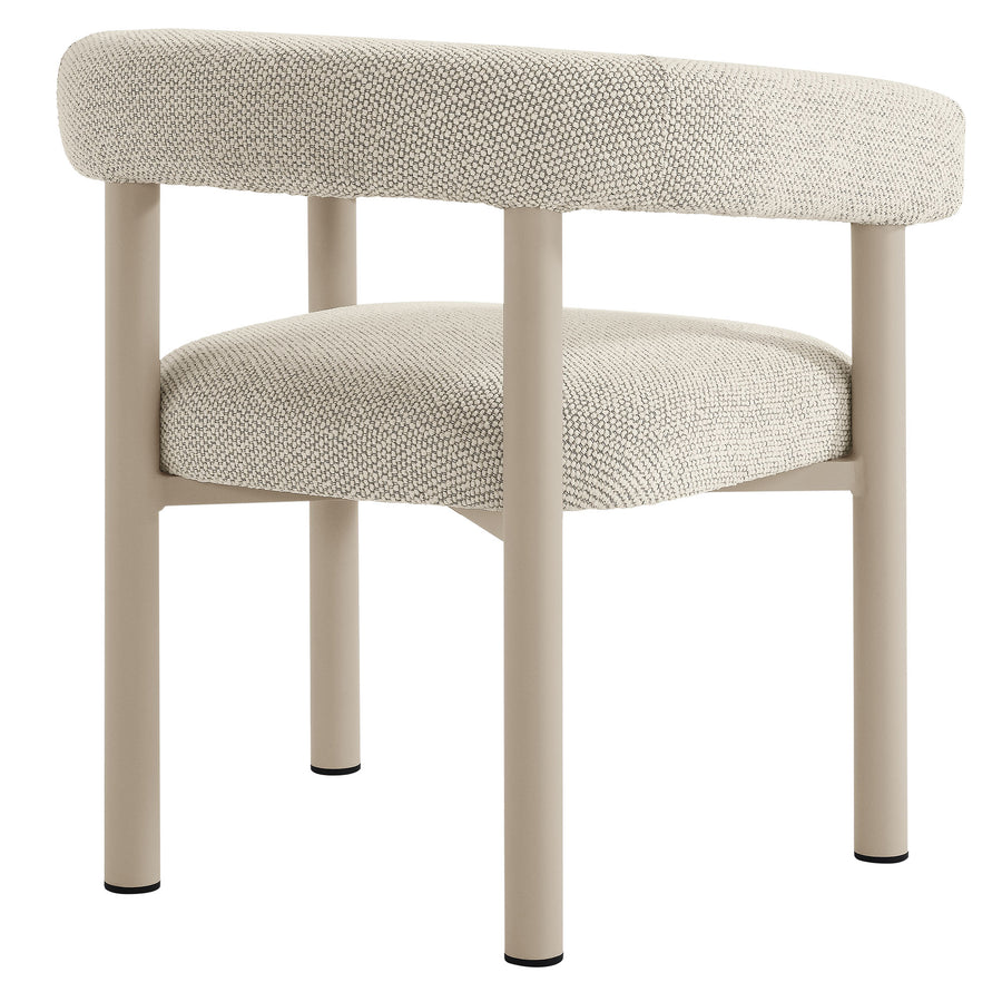 Atelier Outdoor Patio Aluminum Dining Armchairs Set of 2 in Ivory Taupe