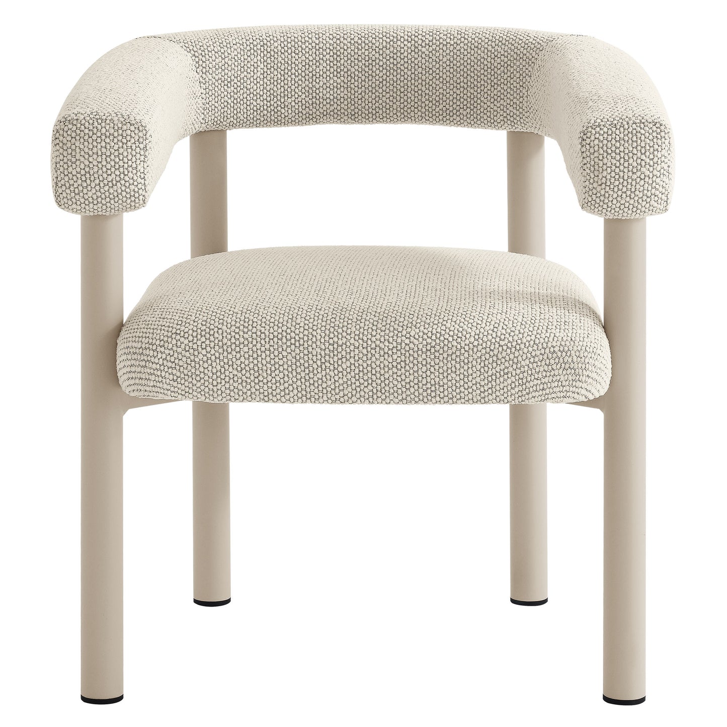 Atelier 5-Piece Round Outdoor Patio Aluminum Dining Table and Chairs Set in Ivory Taupe