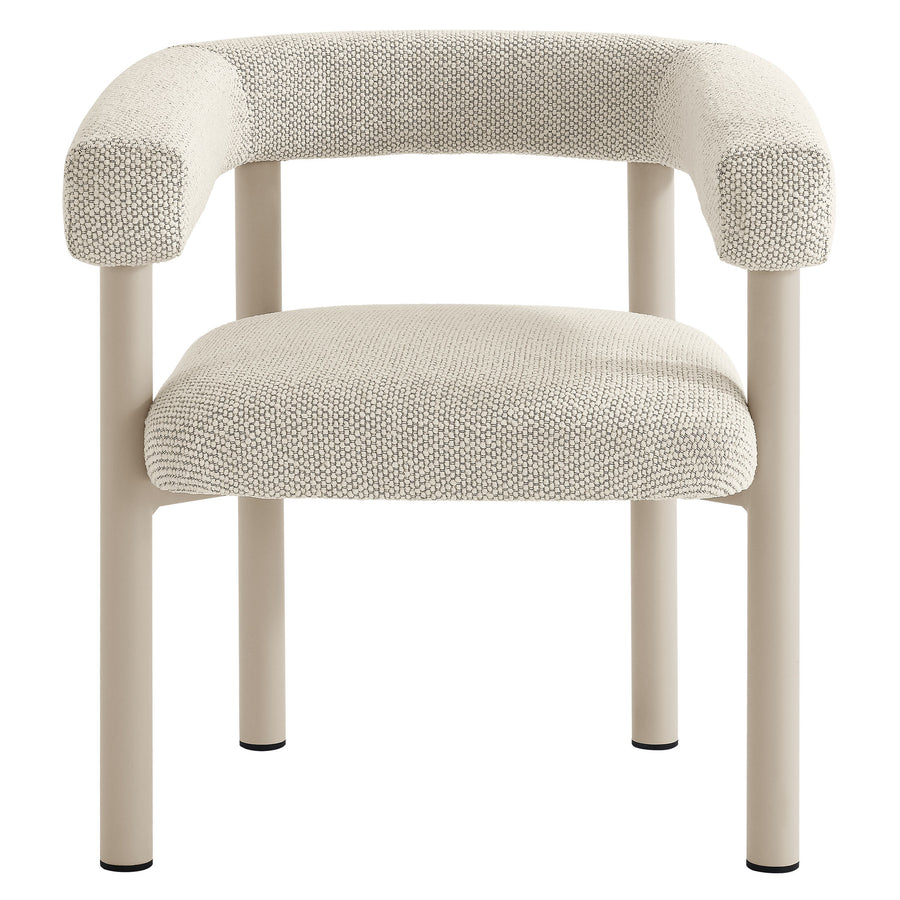 Atelier 7-Piece Rectangular Outdoor Patio Aluminum Dining Table and Chairs Set in Ivory Taupe