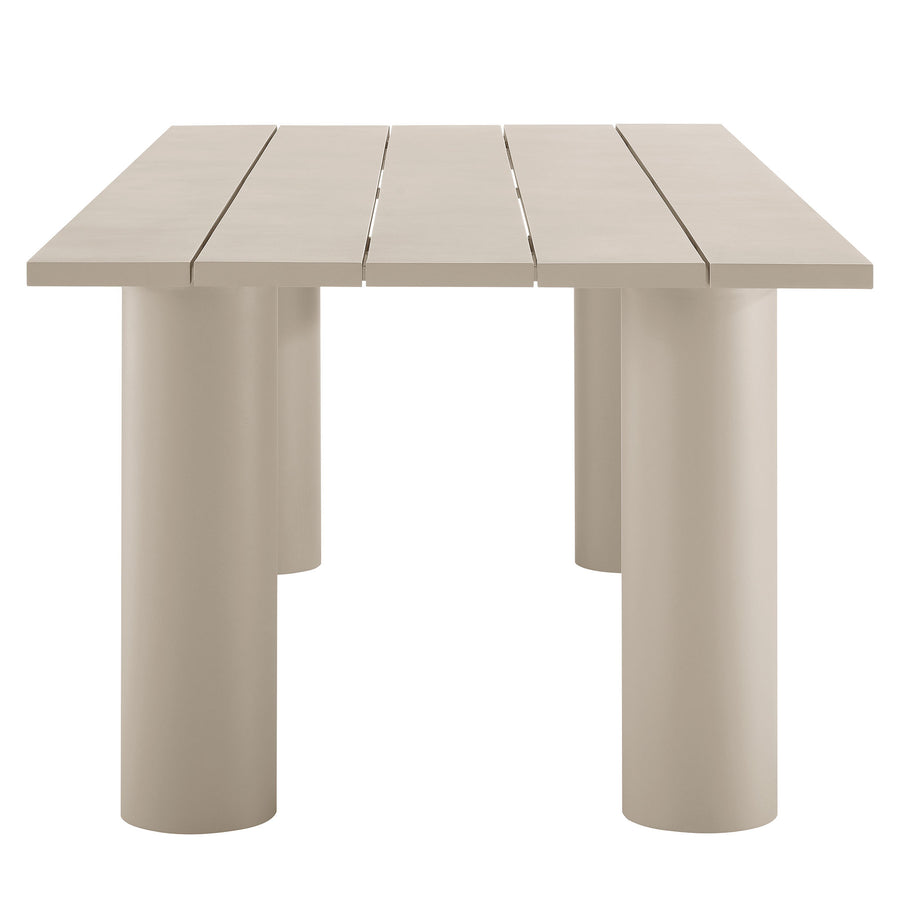 Atelier Outdoor Patio 87" Rectangular Aluminum Dining Table in Taupe