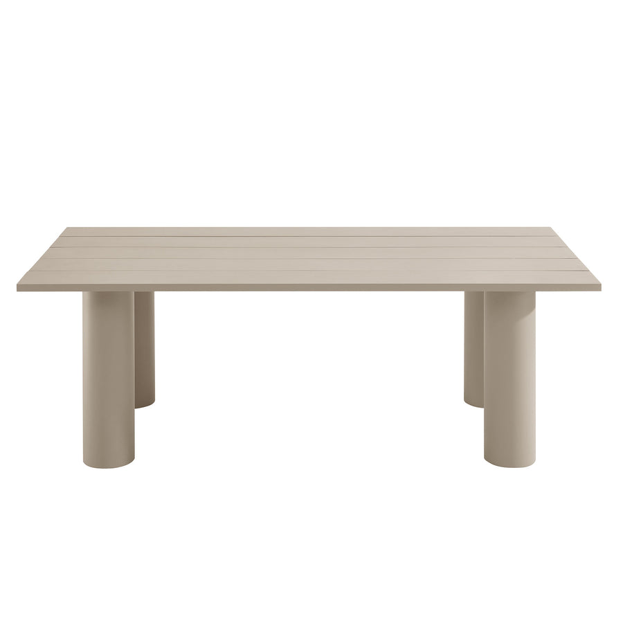 Atelier Outdoor Patio 87" Rectangular Aluminum Dining Table in Taupe