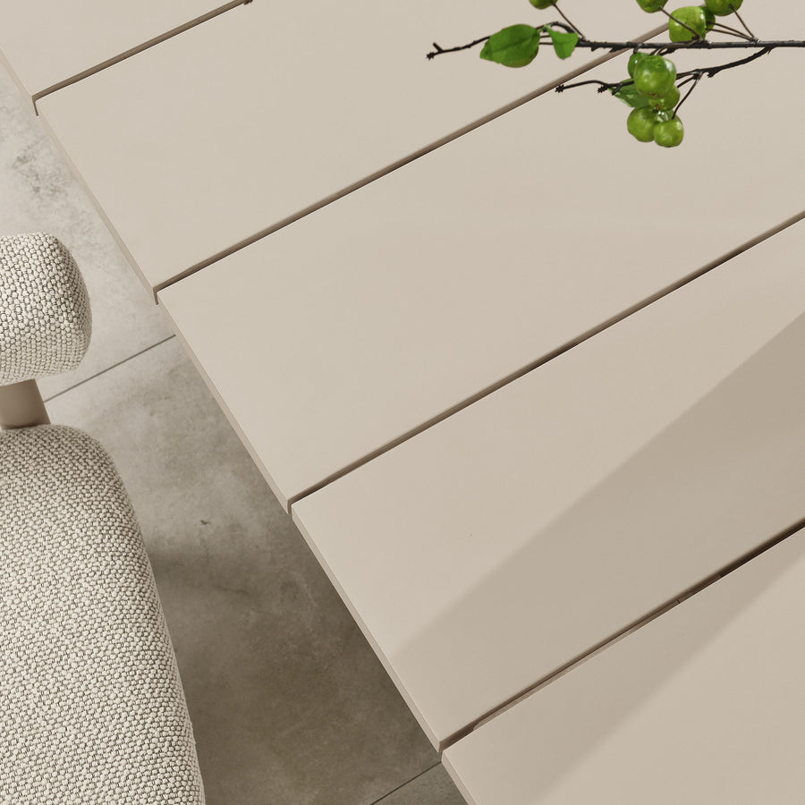 Atelier Outdoor Patio 87" Rectangular Aluminum Dining Table in Taupe