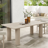 Atelier Outdoor Patio 87" Rectangular Aluminum Dining Table in Taupe