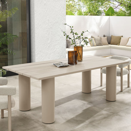 Nautica Outdoor Patio 87" Rectangular Aluminum Dining Table in Taupe