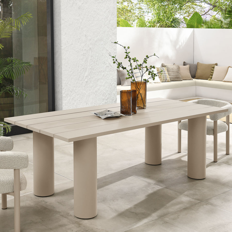 Atelier Outdoor Patio 87" Rectangular Aluminum Dining Table in Taupe