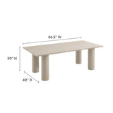 Atelier Outdoor Patio 87" Rectangular Aluminum Dining Table in Taupe