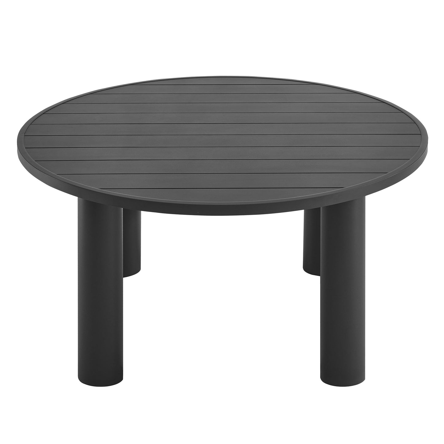 Atelier 5-Piece Round Outdoor Patio Aluminum Dining Table and Chairs Set in Charcoal Graphite