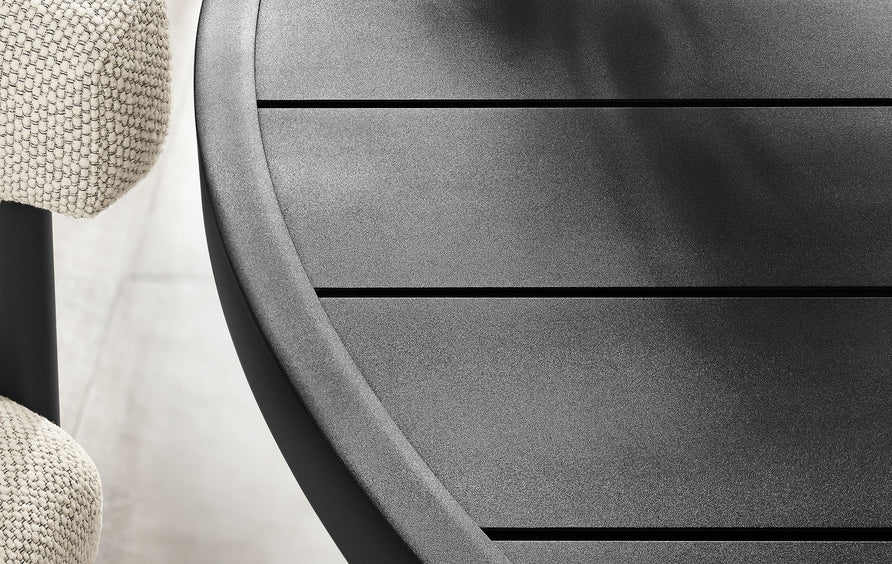 Atelier Outdoor Patio 60" Round Aluminum Dining Table in Graphite