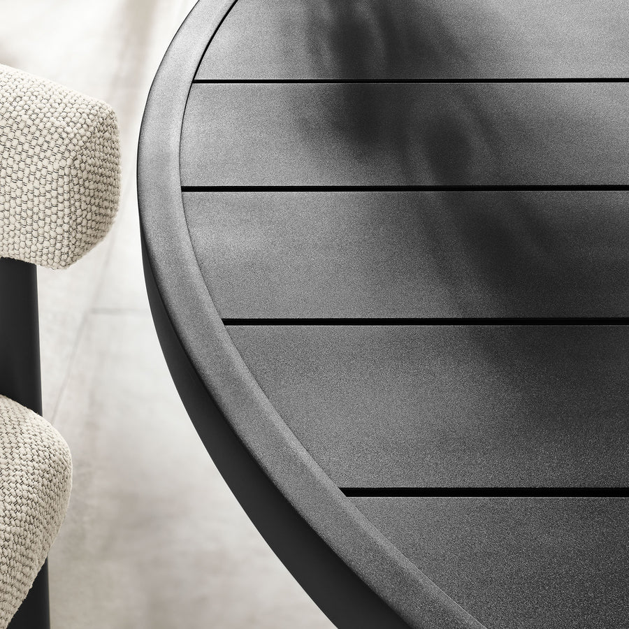 Atelier Outdoor Patio 60" Round Aluminum Dining Table in Graphite