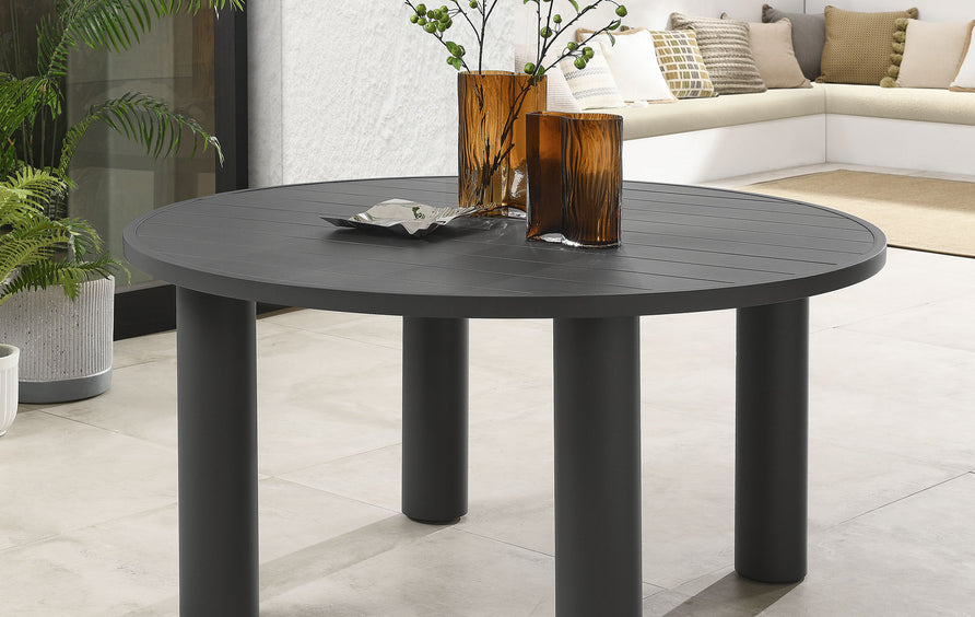 Atelier Outdoor Patio 60" Round Aluminum Dining Table in Graphite