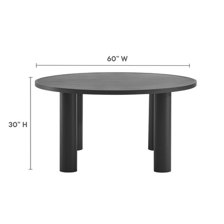 Nautica Outdoor Patio 60" Round Aluminum Dining Table in Graphite