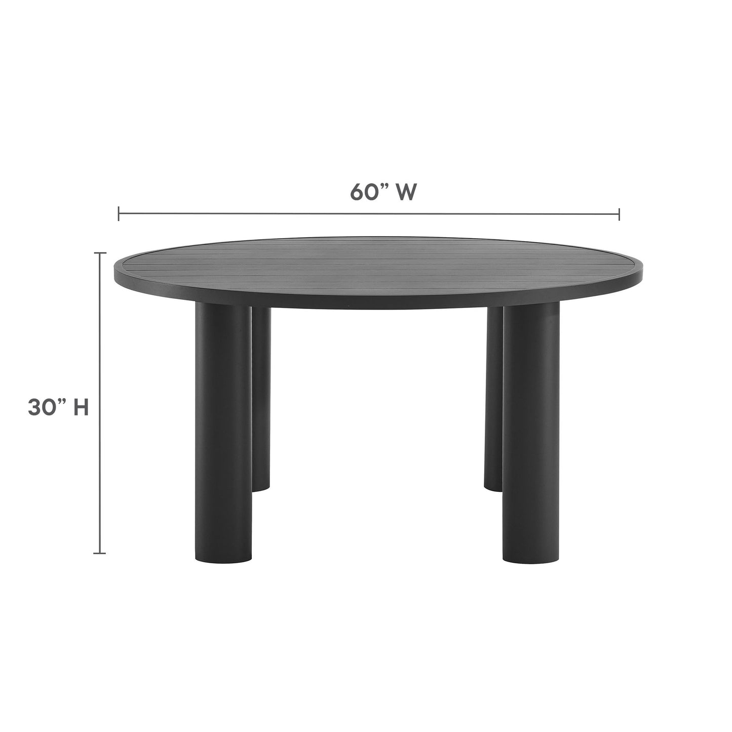 Atelier 5-Piece Round Outdoor Patio Aluminum Dining Table and Chairs Set in Charcoal Graphite
