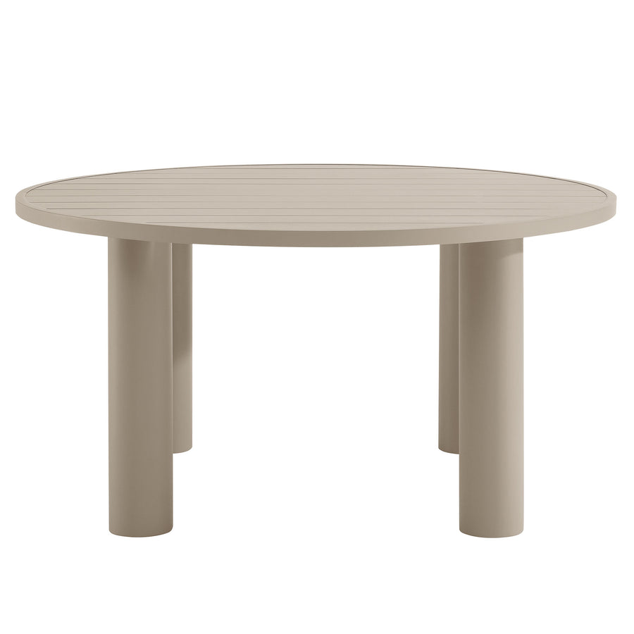 Atelier Outdoor Patio 60" Round Aluminum Dining Table in Taupe