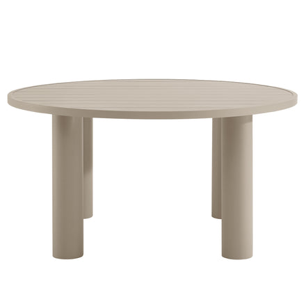 Nautica 5-Piece Round Outdoor Patio Aluminum Dining Table and Chairs Set in Ivory Taupe