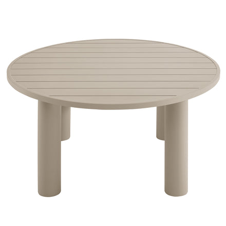 Nautica 5-Piece Round Outdoor Patio Aluminum Dining Table and Chairs Set in Ivory Taupe