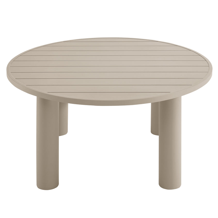Atelier 5-Piece Round Outdoor Patio Aluminum Dining Table and Chairs Set in Ivory Taupe