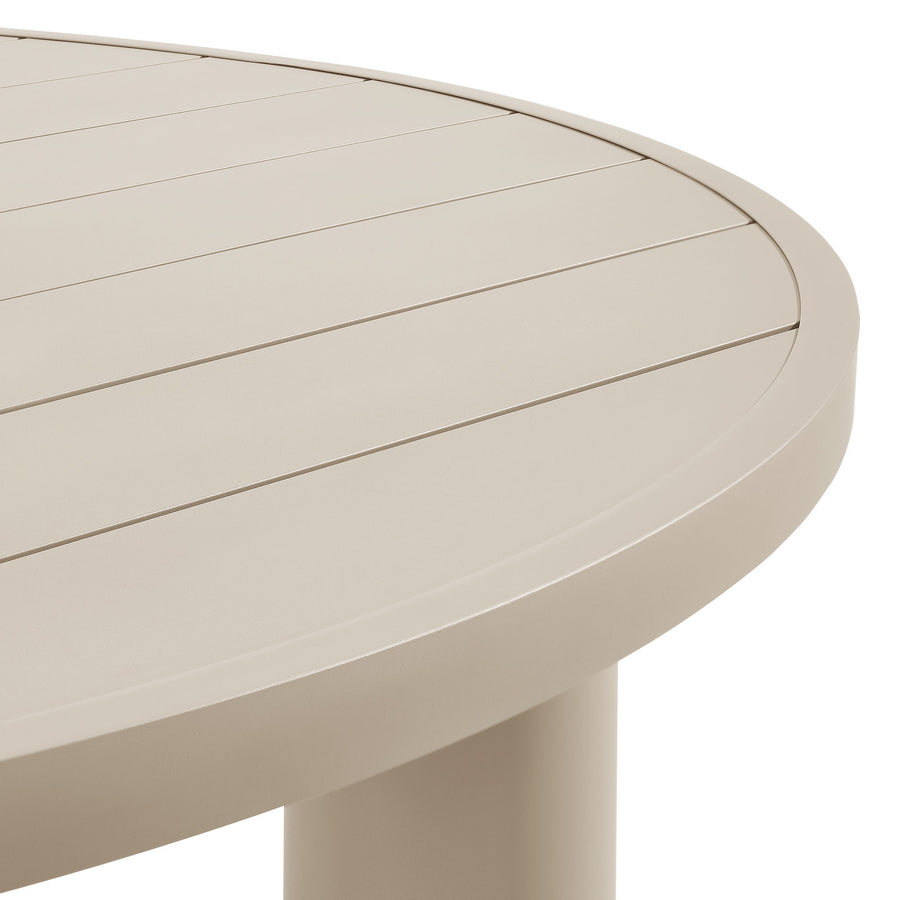 Atelier Outdoor Patio 60" Round Aluminum Dining Table in Taupe