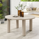 Atelier Outdoor Patio 60" Round Aluminum Dining Table in Taupe