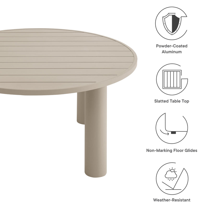 Atelier Outdoor Patio 60" Round Aluminum Dining Table in Taupe