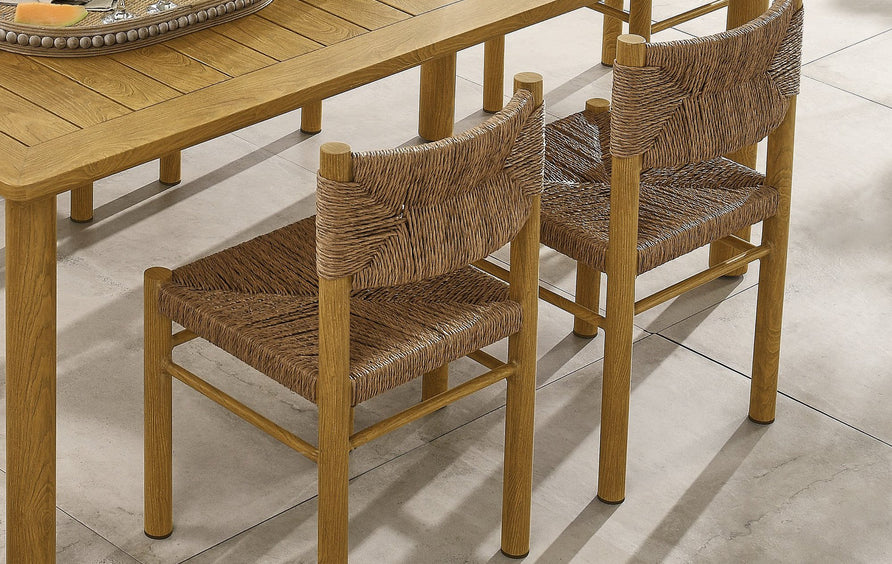 Loft Outdoor Patio Rattan and Aluminum Dining Side Chairs Set of 2 in Natural