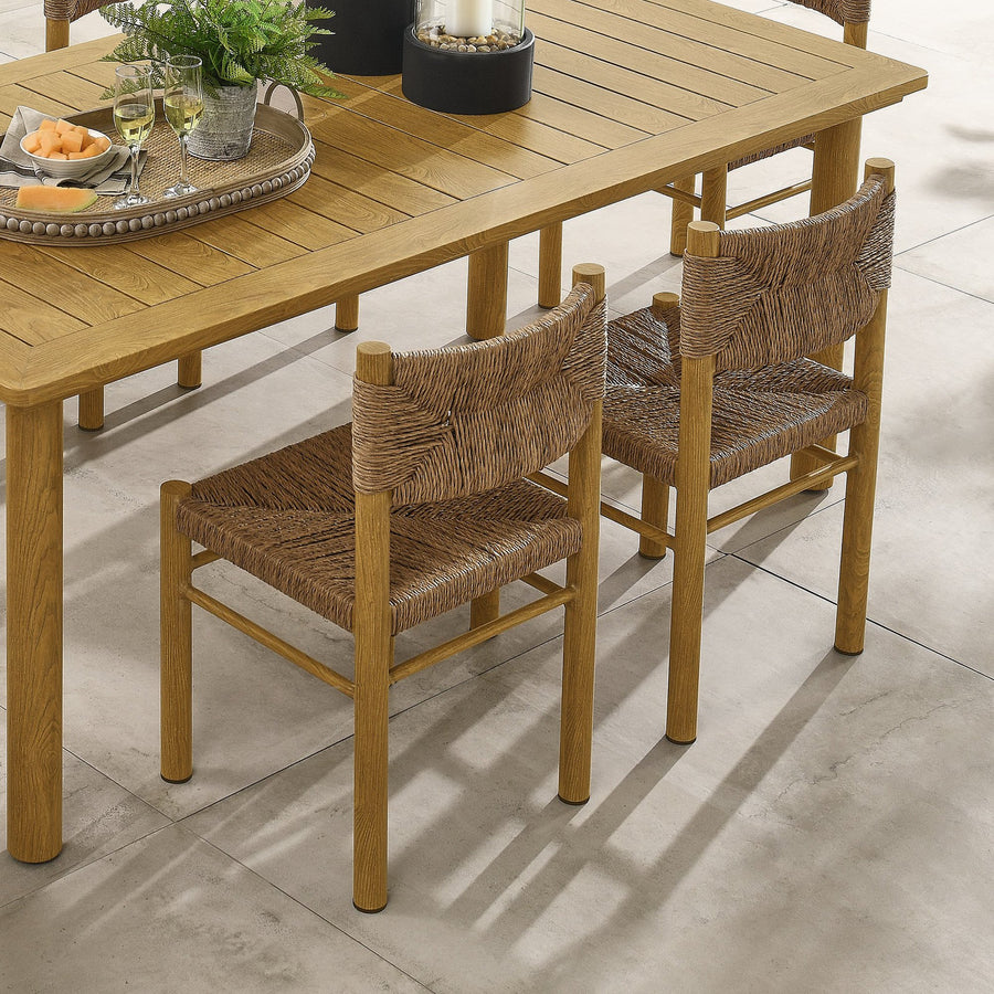 Loft Outdoor Patio Rattan and Aluminum Dining Side Chairs Set of 2 in Natural