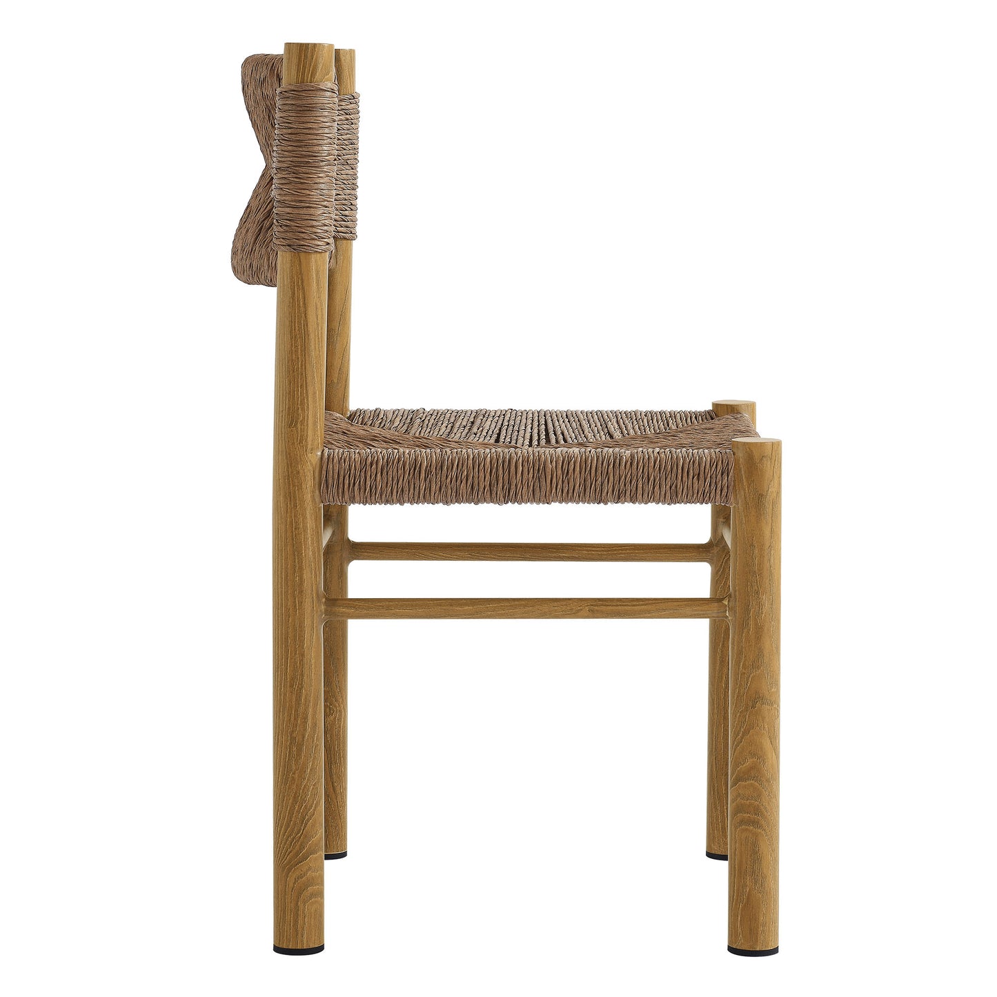 Loft 7-Piece Rectangular Outdoor Patio Rattan and Aluminum Dining Table and Chairs Set in Natural