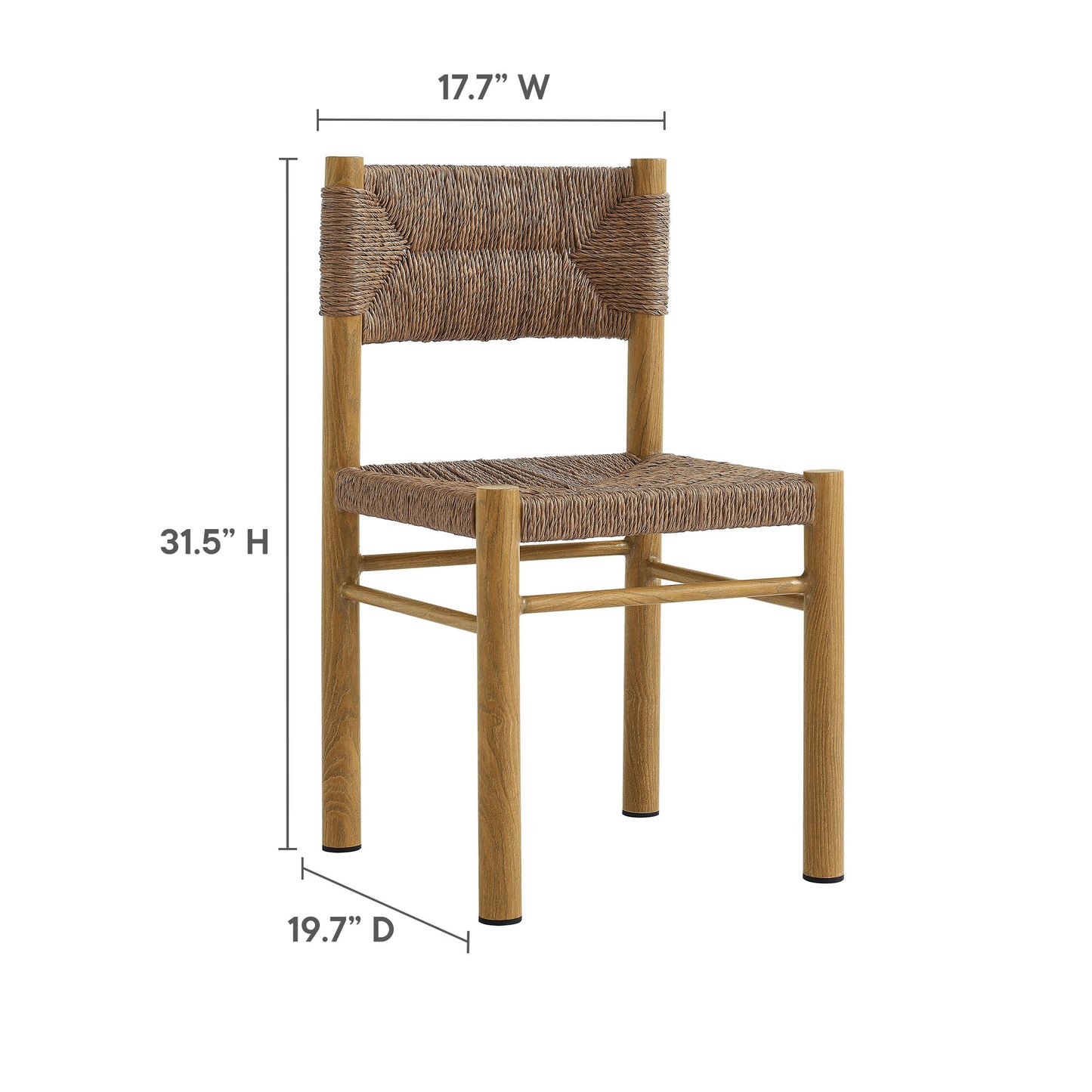 Loft 7-Piece Rectangular Outdoor Patio Rattan and Aluminum Dining Table and Chairs Set in Natural
