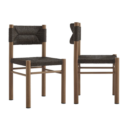 Parkland Outdoor Patio Rattan and Aluminum Dining Side Chairs Set of 2 by Furniture For America