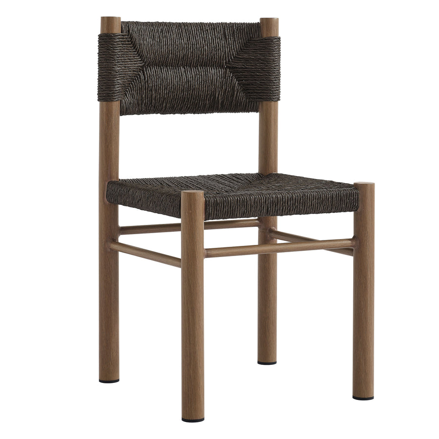 Loft 7-Piece Rectangular Outdoor Patio Rattan and Aluminum Dining Table and Chairs Set in Walnut
