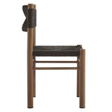 Loft Outdoor Patio Rattan and Aluminum Dining Side Chairs Set of 2 in Walnut