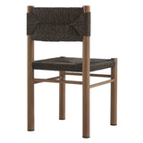Loft 7-Piece Rectangular Outdoor Patio Rattan and Aluminum Dining Table and Chairs Set in Walnut