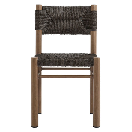 Parkland Outdoor Patio Rattan and Aluminum Dining Side Chairs Set of 2 in Walnut