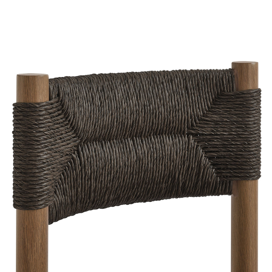 Loft Outdoor Patio Rattan and Aluminum Dining Side Chairs Set of 2 in Walnut