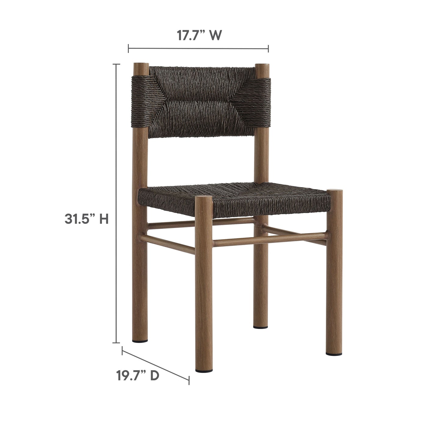 Loft 7-Piece Rectangular Outdoor Patio Rattan and Aluminum Dining Table and Chairs Set in Walnut
