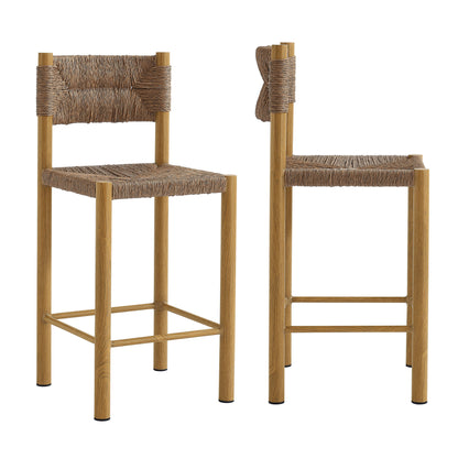 Parkland Outdoor Patio Rattan and Aluminum Counter Stools Set of 2 by Furniture For America