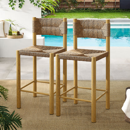 Parkland Outdoor Patio Rattan and Aluminum Counter Stools Set of 2 by Furniture For America